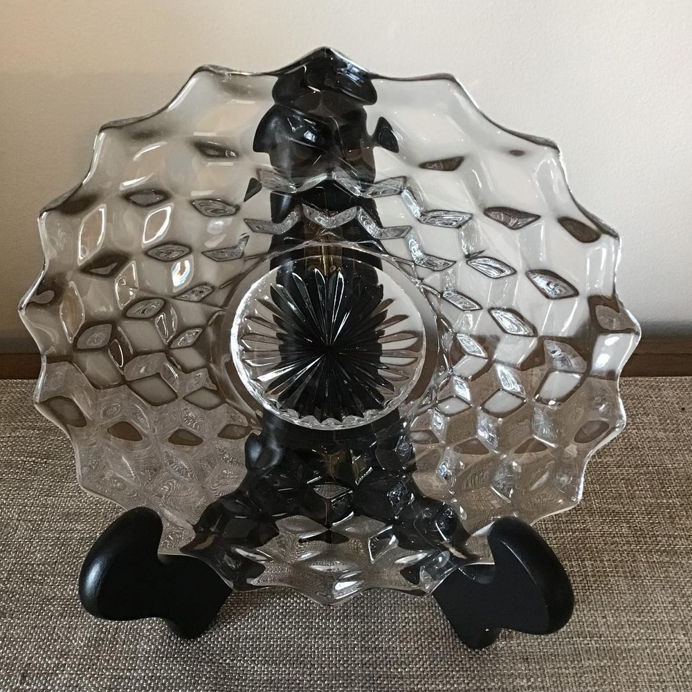 Vintage Fostoria American Cubist Clear Glass 7" Salad Dessert Plates (6) MCM EUC